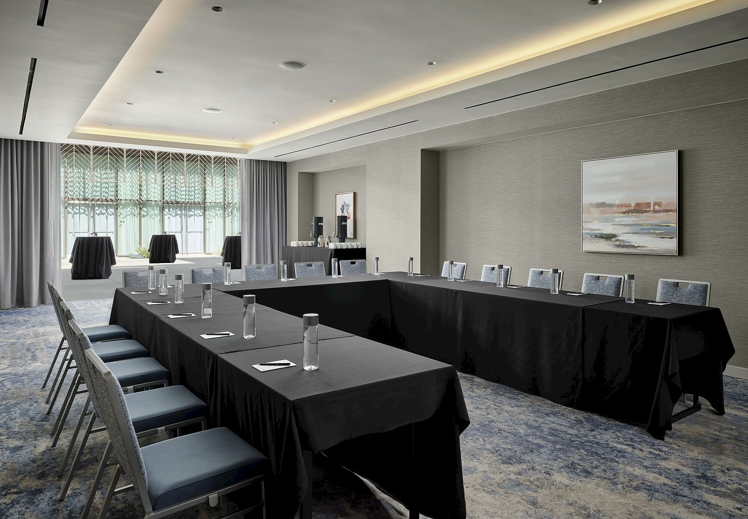 Vitalia meeting room at Hilton Arcadia Pasadena Area set in a U-shape for a corporate meeting